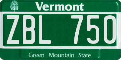 VT license plate ZBL750