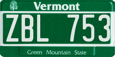 VT license plate ZBL753
