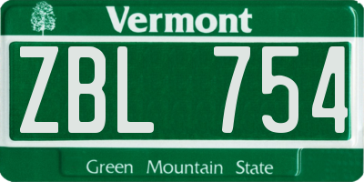 VT license plate ZBL754