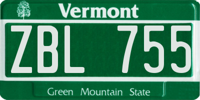VT license plate ZBL755