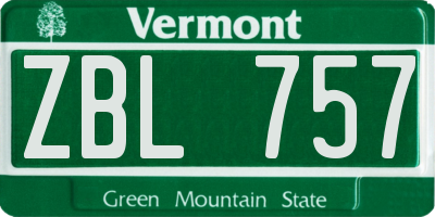 VT license plate ZBL757