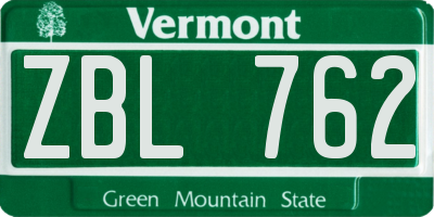 VT license plate ZBL762