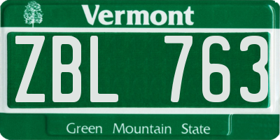 VT license plate ZBL763