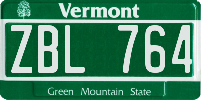 VT license plate ZBL764