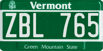 VT license plate ZBL765