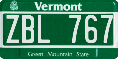 VT license plate ZBL767