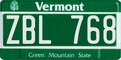 VT license plate ZBL768