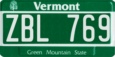 VT license plate ZBL769