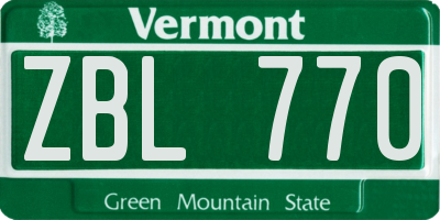 VT license plate ZBL770