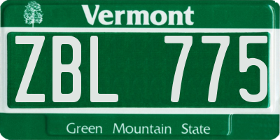 VT license plate ZBL775