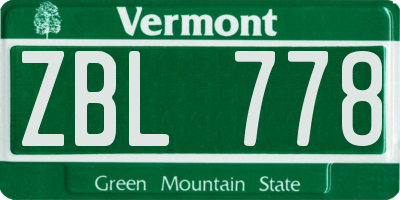 VT license plate ZBL778