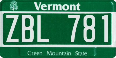 VT license plate ZBL781