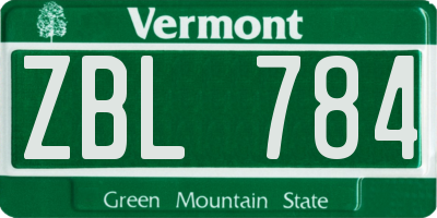 VT license plate ZBL784