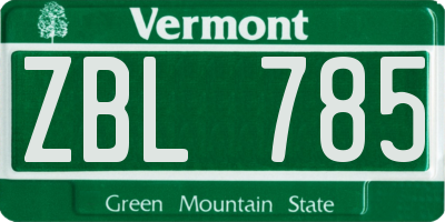 VT license plate ZBL785