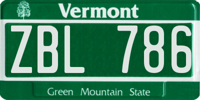 VT license plate ZBL786