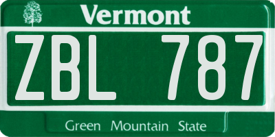 VT license plate ZBL787