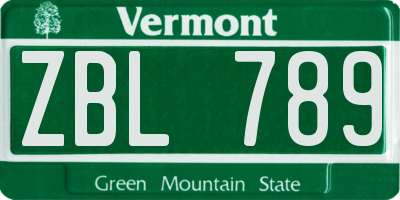 VT license plate ZBL789