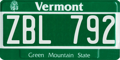 VT license plate ZBL792