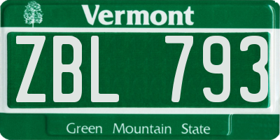 VT license plate ZBL793