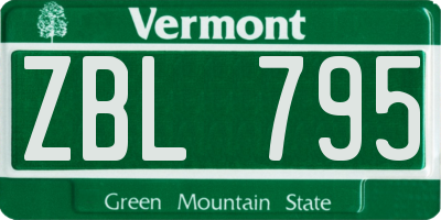 VT license plate ZBL795