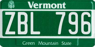VT license plate ZBL796