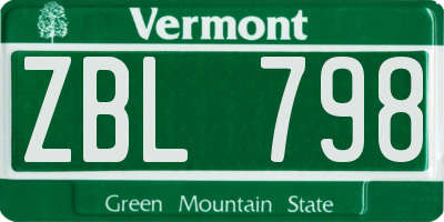 VT license plate ZBL798