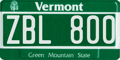 VT license plate ZBL800