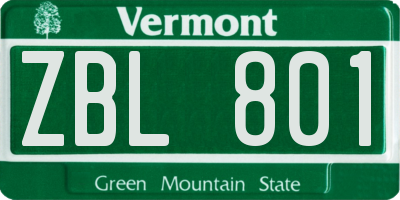 VT license plate ZBL801