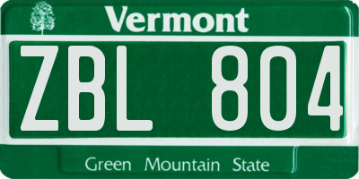 VT license plate ZBL804