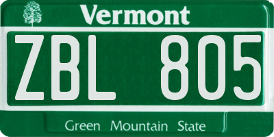 VT license plate ZBL805