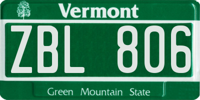 VT license plate ZBL806