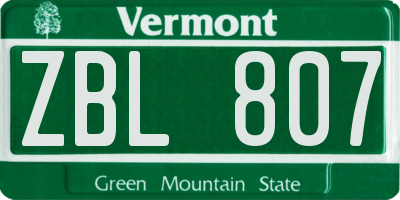VT license plate ZBL807