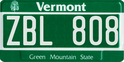 VT license plate ZBL808