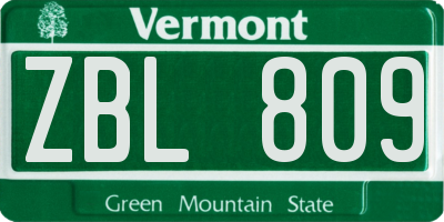 VT license plate ZBL809