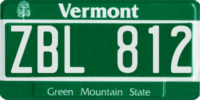 VT license plate ZBL812