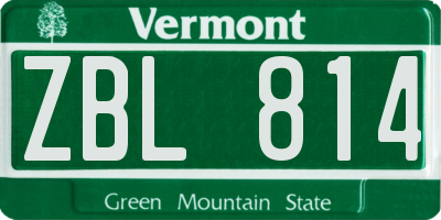VT license plate ZBL814