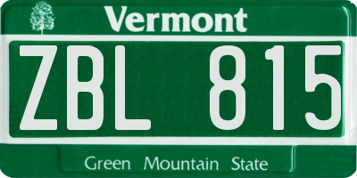 VT license plate ZBL815