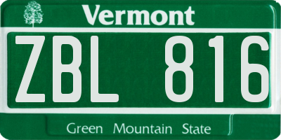 VT license plate ZBL816