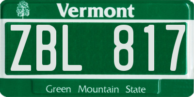 VT license plate ZBL817