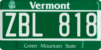 VT license plate ZBL818