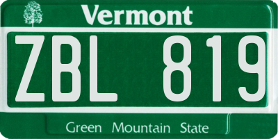 VT license plate ZBL819
