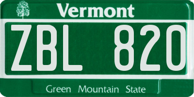 VT license plate ZBL820
