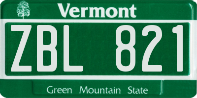 VT license plate ZBL821