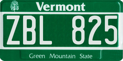 VT license plate ZBL825