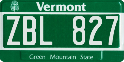 VT license plate ZBL827