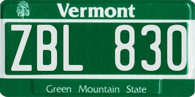 VT license plate ZBL830