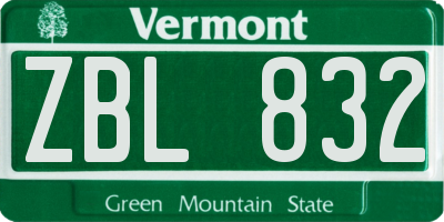 VT license plate ZBL832