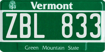 VT license plate ZBL833