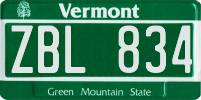 VT license plate ZBL834