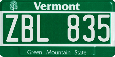 VT license plate ZBL835